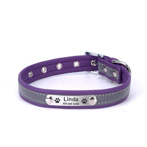 Dog Reflective Adjustable Name Custom Name ID Tag